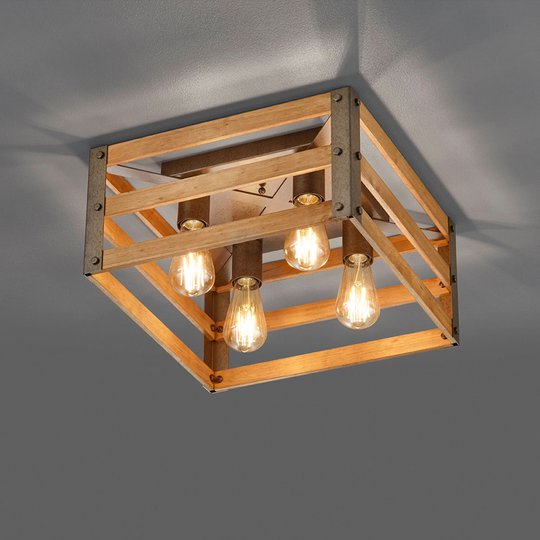 Taklampa Khan i vintagedesign, 4 lampor