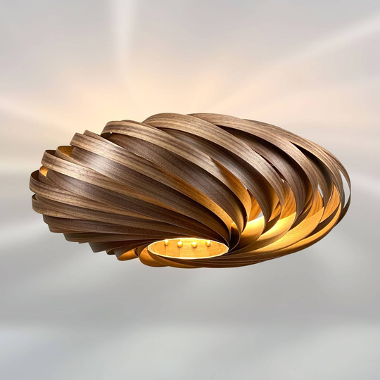 Gofurnit Veneria taklampa, nötträ, Ø 50 cm