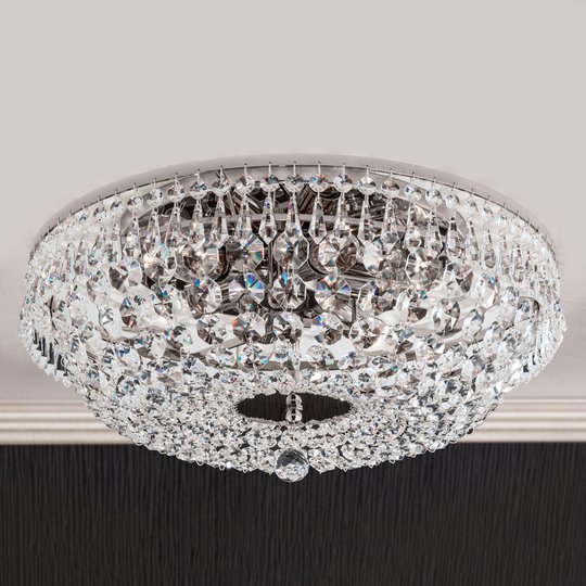 Förkromad kristalltaklampa SHERATA, 45 cm