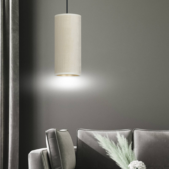 Pendellampa Joni, textil, 1 lampa vit guld
