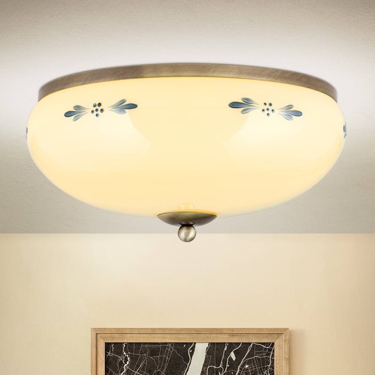 Taklampa Landhaus Patina champagne blå Ø 35 cm