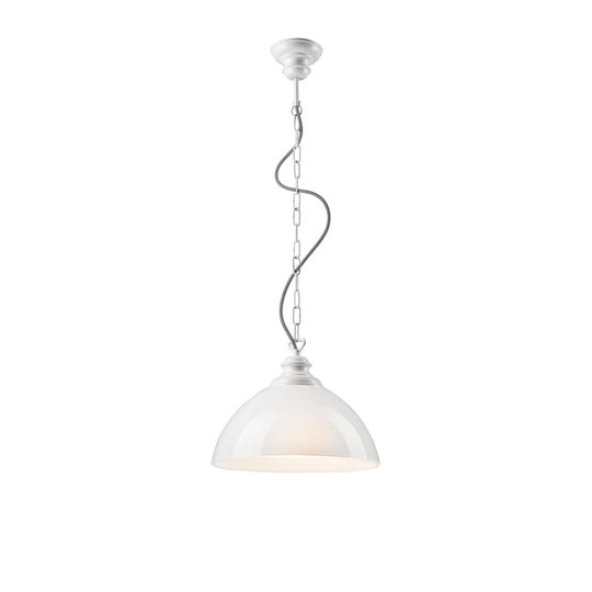 Hänglampa Vagen med glasskärm, vit opal