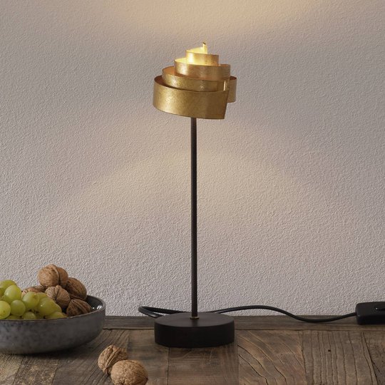 Formskön bordslampa BANDEROLE GOLD av järn