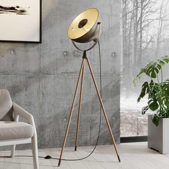 Lindby Scharlie golvlampa med metallskärm