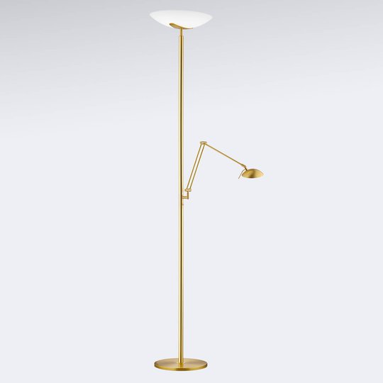 LED-uplight-golvlampa Lya läslampa matt mässing