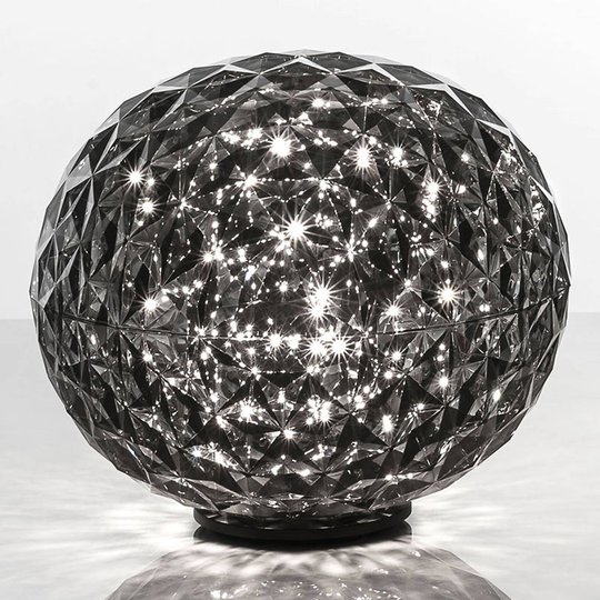 Klotformad LED-bordslampa Planet, rökgrå
