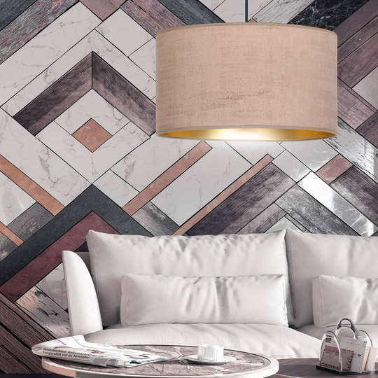 Hänglampa Jari tygskärm 1 lampa, rosé/guld
