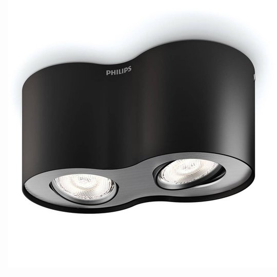 Phase - LED-spotlight i svart, 2 ljuskällor