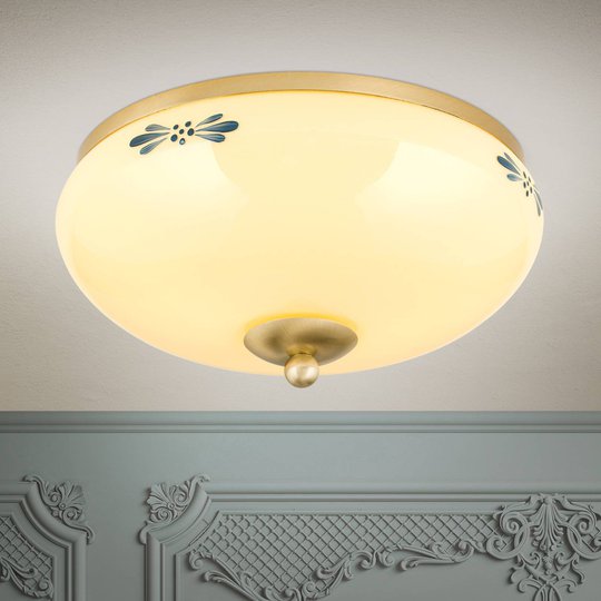 Taklampa Landhaus mässing champagne blå Ø 28 cm