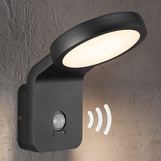 LED-utomhusvägglampa Marina med IR-sensor svart