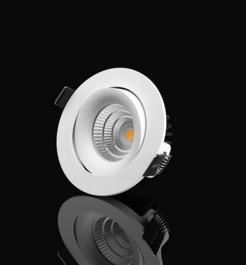 Downlight tilt 8W 2000-2800K ink driver 30, 45, 70° reflektorer
