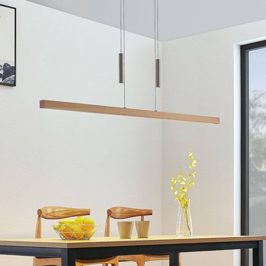 LED-trä-balkpendellampa Tamlin, bokträ
