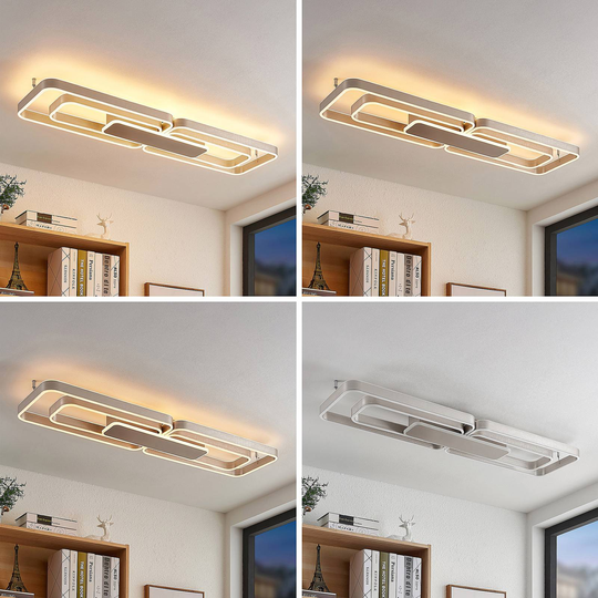 Lucande Kadira LED-taklampa 120 cm nickel