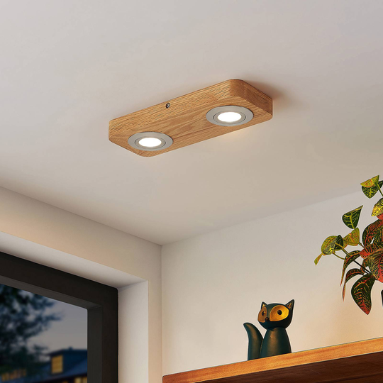 Lindby Mikari LED-taklampa av trä, 2 lampa