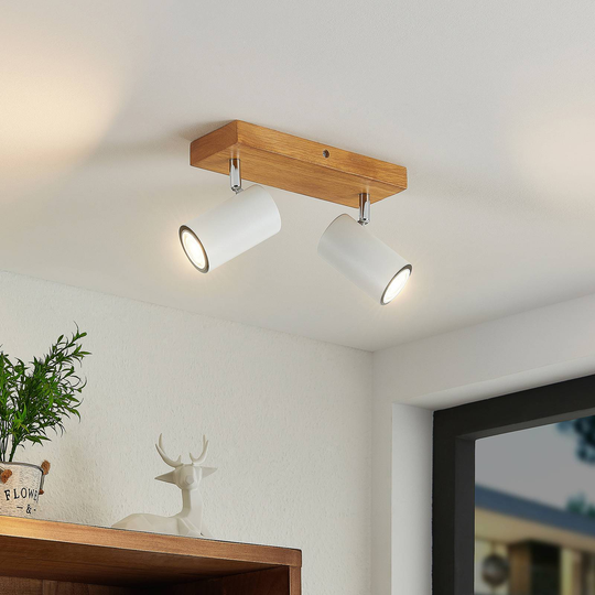 Lindby Maniva takspotlight, 2 lampor, vit