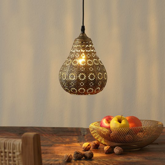 Orientalisk pendellampa Jasmin i antik mässing