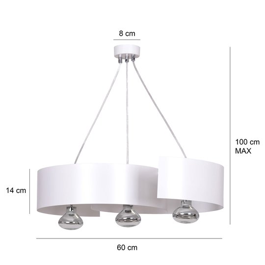 Hänglampa Vixon 3, 3 lampor, vit