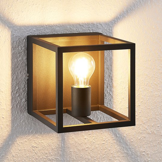 Lindby Meron vägglampa, boxformad, svart