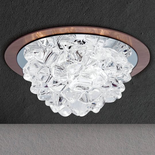 LED-inbyggnadslampa Cecil m. kristallelement brons