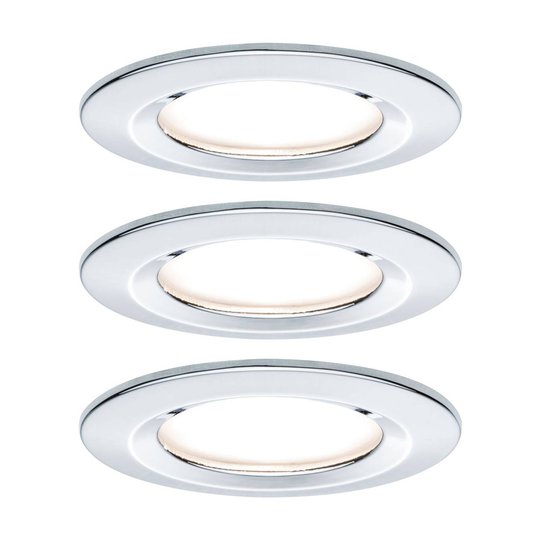 Paulmann 3-pack spot Nova rund, IP44, dimbar, krom