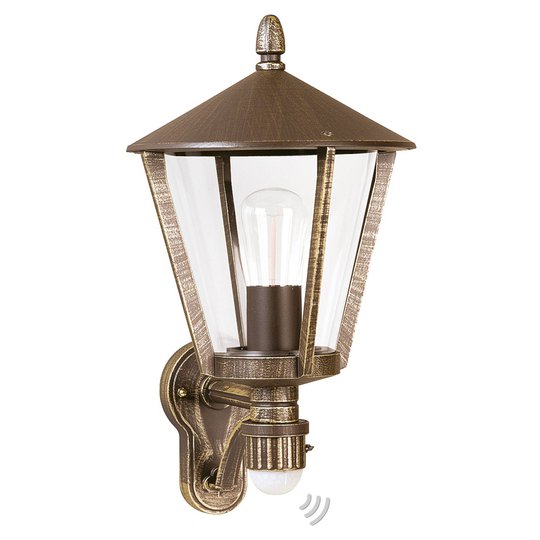 Utomhusvägglampa 671, brun med rörelsesensor