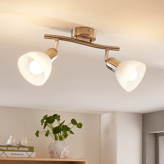 LED taklampa Paulina, nickelfärgad, 2 ljuskällor