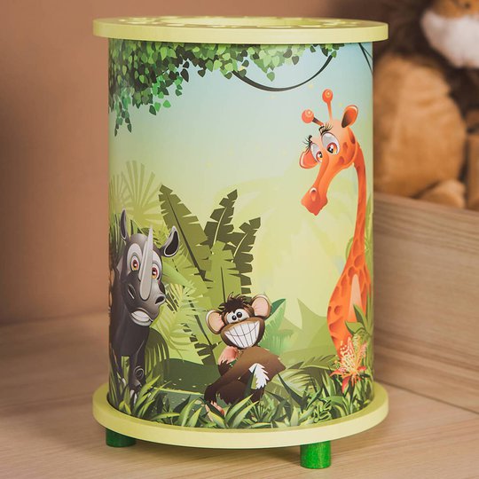 Bordslampa Wildnis med tryckta djurmotiv