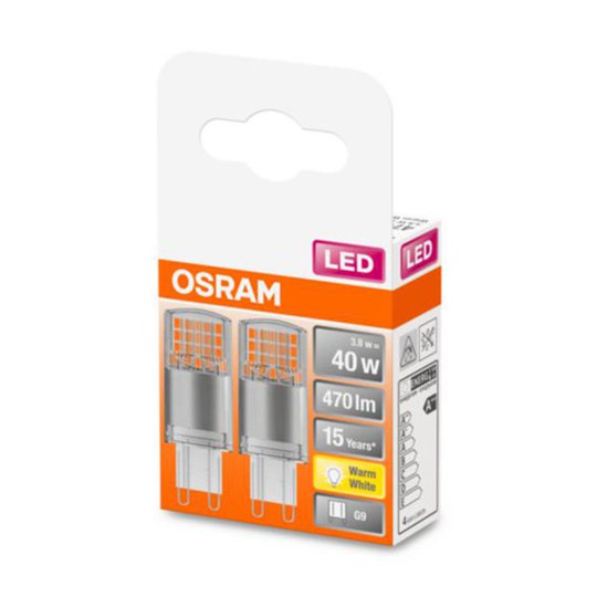 OSRAM LED-stiftlampa G9 3,8 W 2 700 K klar 2-pack