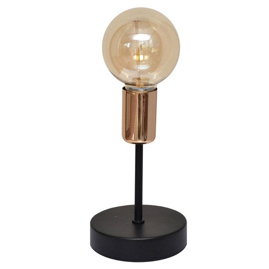 Bordslampa Tube svart med koppardetalj