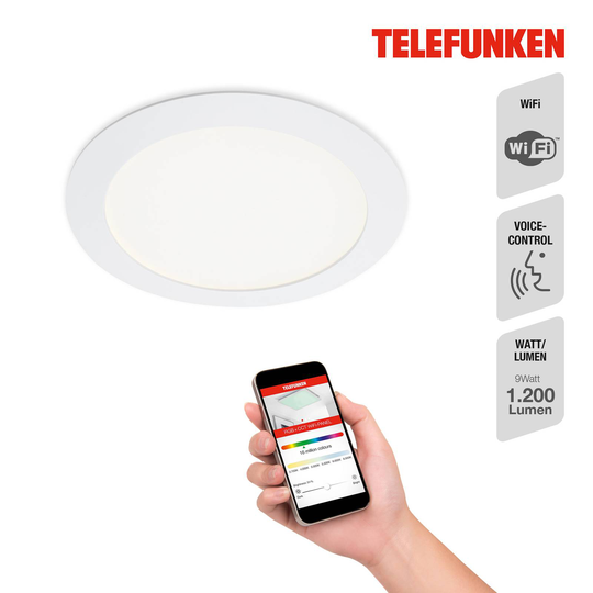 LED-inbyggnadslampa Virgo, RGBW, vit, Ø 17 cm