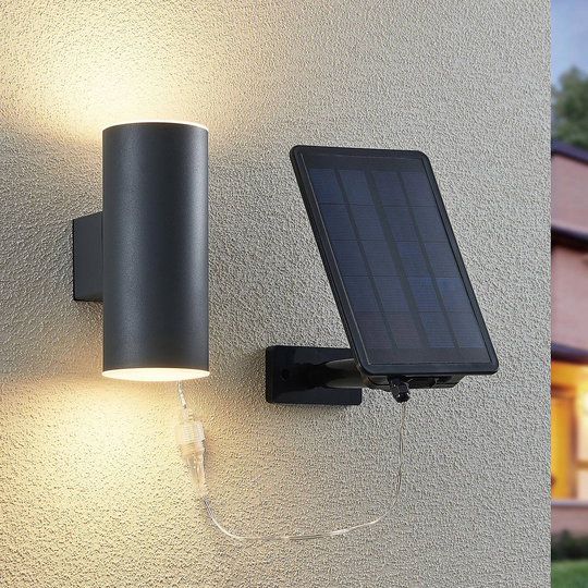 Lindby Maurun LED-solvägglampa, svart