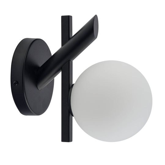 Vägglampa Baleo, svart/opal, 1 lampa