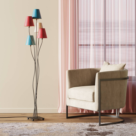 Kare FlexibleVelvet golvlampa 5 lampor svart/blå