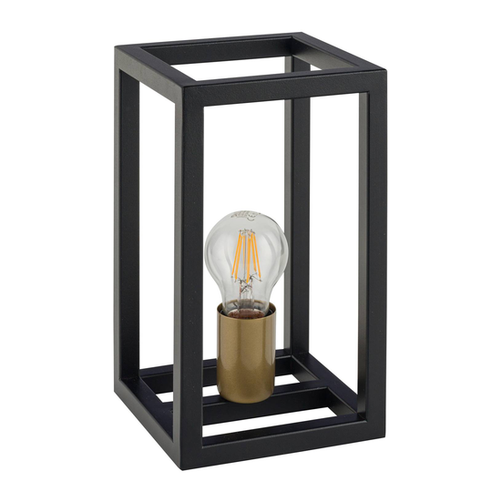 Bordslampa Aramis, öppet rätblock, svart/guld