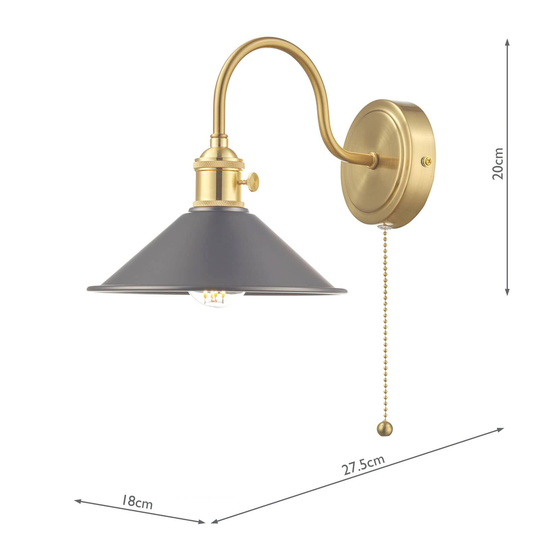 Vägglampa Hadano in mässing, skärm tenn antik