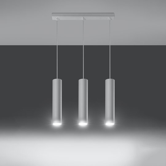 Hänglampa Tube, vit, 3 lampor