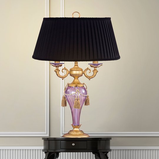 Bordslampa Hero 72 cm svart, guldmatt, lila-klar