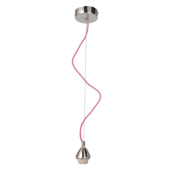 Taklampa Silas med textilkabel, rosa