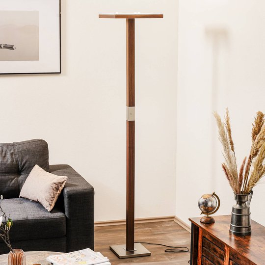 HerzBlut Otto O uplight-golvlampa oljat valnötsträ