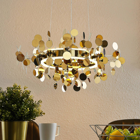 Lucande Glimmo LED-pendellampa, svart, mässing