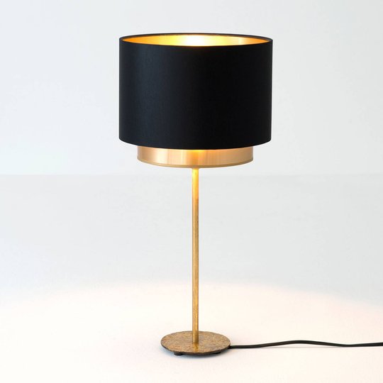 Bordslampa Mattia, chintz, svart/guld