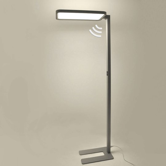 LED-kontorsgolvlampa Matthis med dimmer och sensor