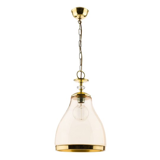 Hänglampa Hour, mässing, glas bärnsten-transparent