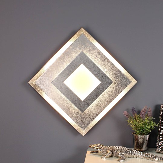 LED-vägglampa Window, 39 x 39 cm, silver