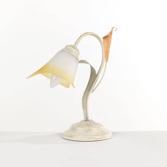 Bordslampa Lucrezia i elfenben med blomskärm
