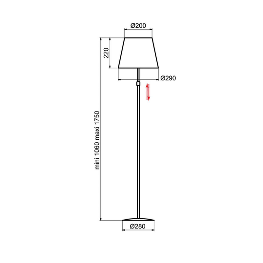 Aluminor Store golvlampa, svart/svart