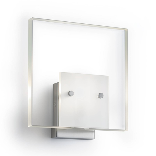 Satinerad vägglampa GLASS i matt nickel