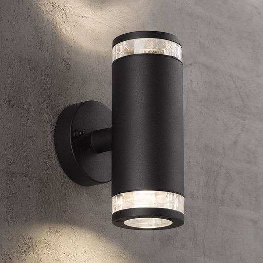 Utomhusvägglampa Birk, 2 lampor, svart