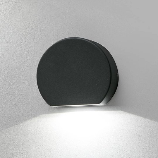 Rund LED-utomhusvägglampa Pill i mörkgrå