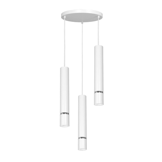 Pendellampa Rondo vit/krom, 3 lampor rund